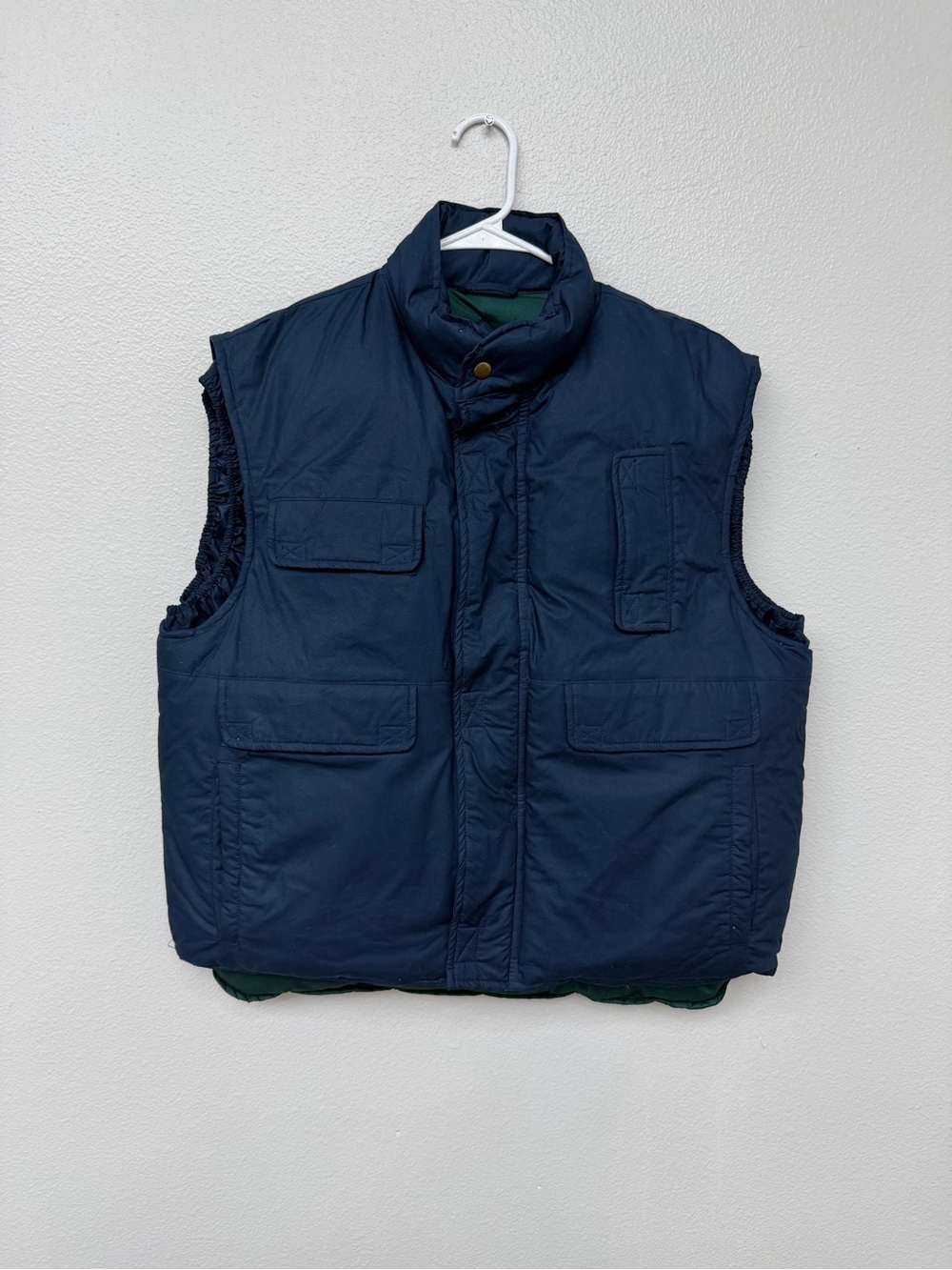 Brooks Brothers Vest Men's Puffer Vest 80% Goose Down Fill Navy Cotton Sz L